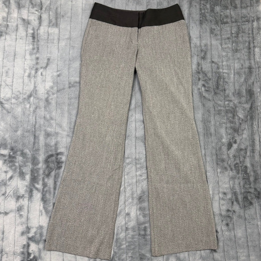 Express Editor Grey Black Micro Pattern Wide Leg Dress Pants Womens Size 2R